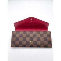 Louis Vuitton Sarah Wallet Damier Ebene Canvas Red Interior with Box