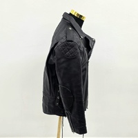 Rhino Biker Motorcycle Black Leather Jacket Size XL