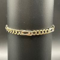 Mens 9ct Yellow Gold Double Link Curb & Birdseye Bracelet