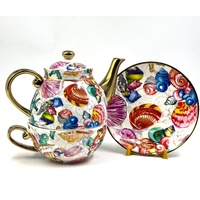 Milano Tahei Decor China Tea For One Set Teapot Cup Saucer