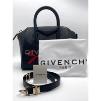 Givenchy Antigona Small Signature Series Black Leather Red Logo Bag MPD1119