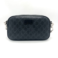 Gucci 574886 GG Supreme Canvas Black Red Web Stripe Leather Shoulder Bag