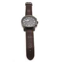 Fossil JR1419 Mens Chronograph Watch 50mm Grey Dial Brown Leather Band