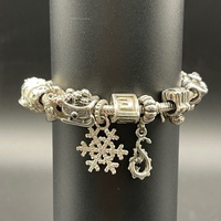 Ladies 925 Sterling Silver Pandora Snake Link Charm Bracelet
