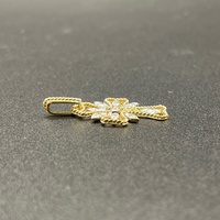Ladies 9ct Two Tone Gold Cross Pattern Pendant
