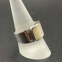 Ladies 925 Sterling Silver White Pearl Ring