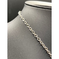 Ladies 925 Sterling Silver Cable Link Chain & Disc Pendants