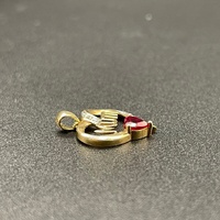 Ladies 9ct Yellow Gold Red Gemstone MUM Heart Pendant