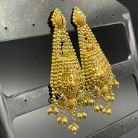 Ladies 21ct Yellow Gold Dangle Triangle Drop Earrings