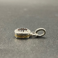 Ladies 18ct White Gold Pink Stone & Diamond Pendant