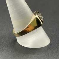 Mens 9ct Yellow Gold Diamond Signet Ring