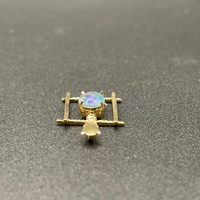 Ladies 9ct Yellow Gold Blue Opal Stone Pendant