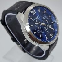 Chisel 5827031 Mens Chronograph Watch Blue Dial Black Leather 100m WR