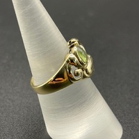 Ladies 9ct Yellow Gold Green Gemstone Ring
