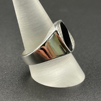 Mens 925 Sterling Silver Black Stone Ring