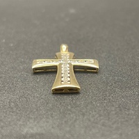 Unisex 9ct Yellow Gold Diamond Crucifix Cross Pendant