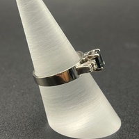 Ladies 18ct White Gold Blue Sapphire & Diamond Ring