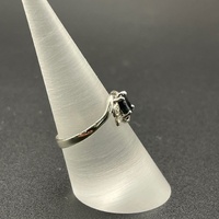 Ladies 9ct White Gold Blue Sapphire & Diamond Ring