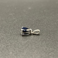 Ladies 10ct White Gold Blue Sapphire & Diamond Droplet Pendant