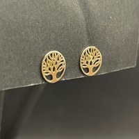 Ladies 9ct Yellow Gold Tree of Life Stud Earrings