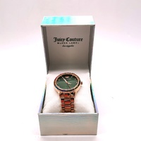 Juicy Couture Black Label JC/1226SH Rose Gold Watch Green Dial Crystal Bezel