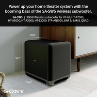 Sony SA‑SW5 Wireless Subwoofer 300W Deep Bass for Sony Home Theater Systems