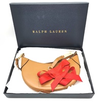 Polo Ralph Lauren Polo ID Calfskin Mini Leather Shoulder Bag Tan with Box