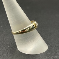 Ladies 9ct Yellow Gold Blue Gemstone and CZ Ring