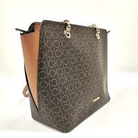 Calvin Klein Hailey Tote Bag H0GAJCR2 Brown Khaki Caramel Chain Zip