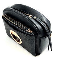 Mimco 60250329 Serene Crossbody Bag Black Pebbled Leather Rose Gold