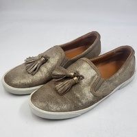 Jimmy Choo Dale Flat Metallic Suede Slip-ons Tassel Loafers - Size 40 - Authentic