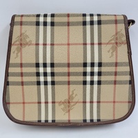 Vintage BURBERRY Haymarket Check Coated Canvas Crossbody Saddle Bag Authenticated
