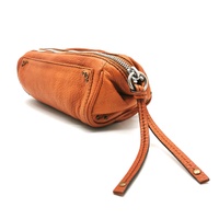 Chloe Orange Pebbled Leather Clutch Bag with Pouch and Card Tag