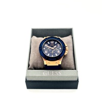 Guess Mens 3 Face Analog Watch Blue Rose Gold W0247G3