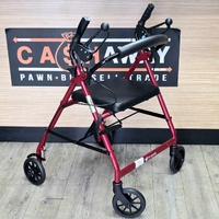 Aidacare Aspire Foldable Rollator Walker Seat Red 130kg Weight Limit