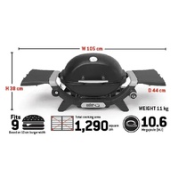 Weber Baby Q Premium 1200N BBQ LPG Midnight Black Compact Portable Grill