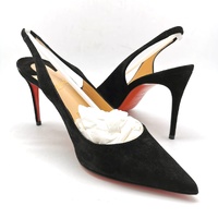 Christian Louboutin Kate Sling 85 Veau Velours Black Heels Size 37