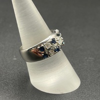 Ladies 18ct White Gold Blue Sapphire & Diamond Ring