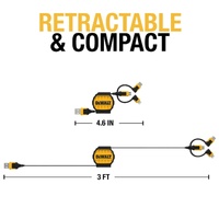 DeWalt 3 in 1 Retractable Charging Cable DXMA1311364E