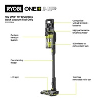 Ryobi 18V ONE+ HP Brushless Stick Vacuum Skin Only R18XSV9BLK