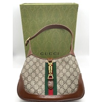 Gucci Jackie 1961 Small GG Supreme Shoulder Bag Beige Ebony