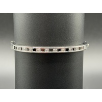 Ladies 925 Sterling Silver Gemstone Hinged Bangle