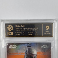 2022 Topps Chrome The Mandalorian Boba Fett Orange Refractor Armored & Ready AR-2 /25 ICG Mint 9