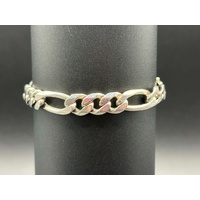 Unisex 925 Sterling Silver Figaro Link Bracelet