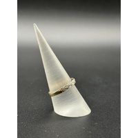 Ladies 9ct Yellow Gold Diamond Vintage Pattern Band Ring