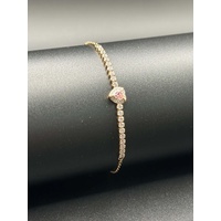 Ladies Stainless Steel Rose Gold Finish Swarovski Tennis Bracelet