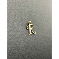 Unisex 9ct Yellow Gold Letter Initial R Pendant
