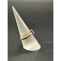 Ladies 9ct Yellow Gold Blue Gemstone Ring