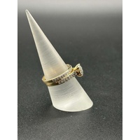 Ladies 9ct Yellow Gold Diamond Cluster Wedding Ring Set