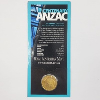 Royal Australian Mint 2015 ANZAC $1 C Mintmark Uncirculated Coin